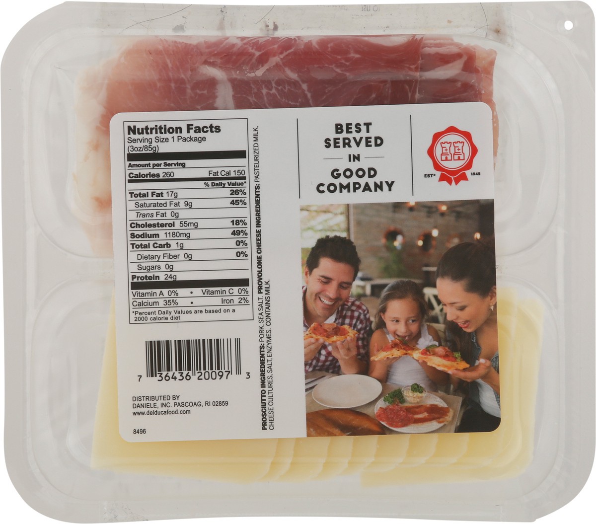 slide 4 of 9, Del Duca Dry Cured Prosciutto with Provolone 3 oz, 3 oz