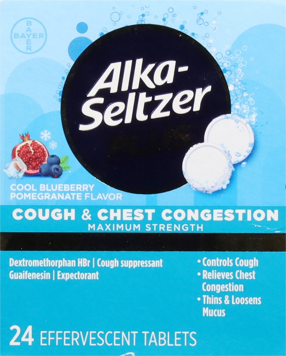 slide 11 of 13, Alka-Seltzer PowerFast Fizz Maximum Strength Cool Blueberry Pomegranate Flavor Cough & Chest Congestion 24 ea, 24 ct