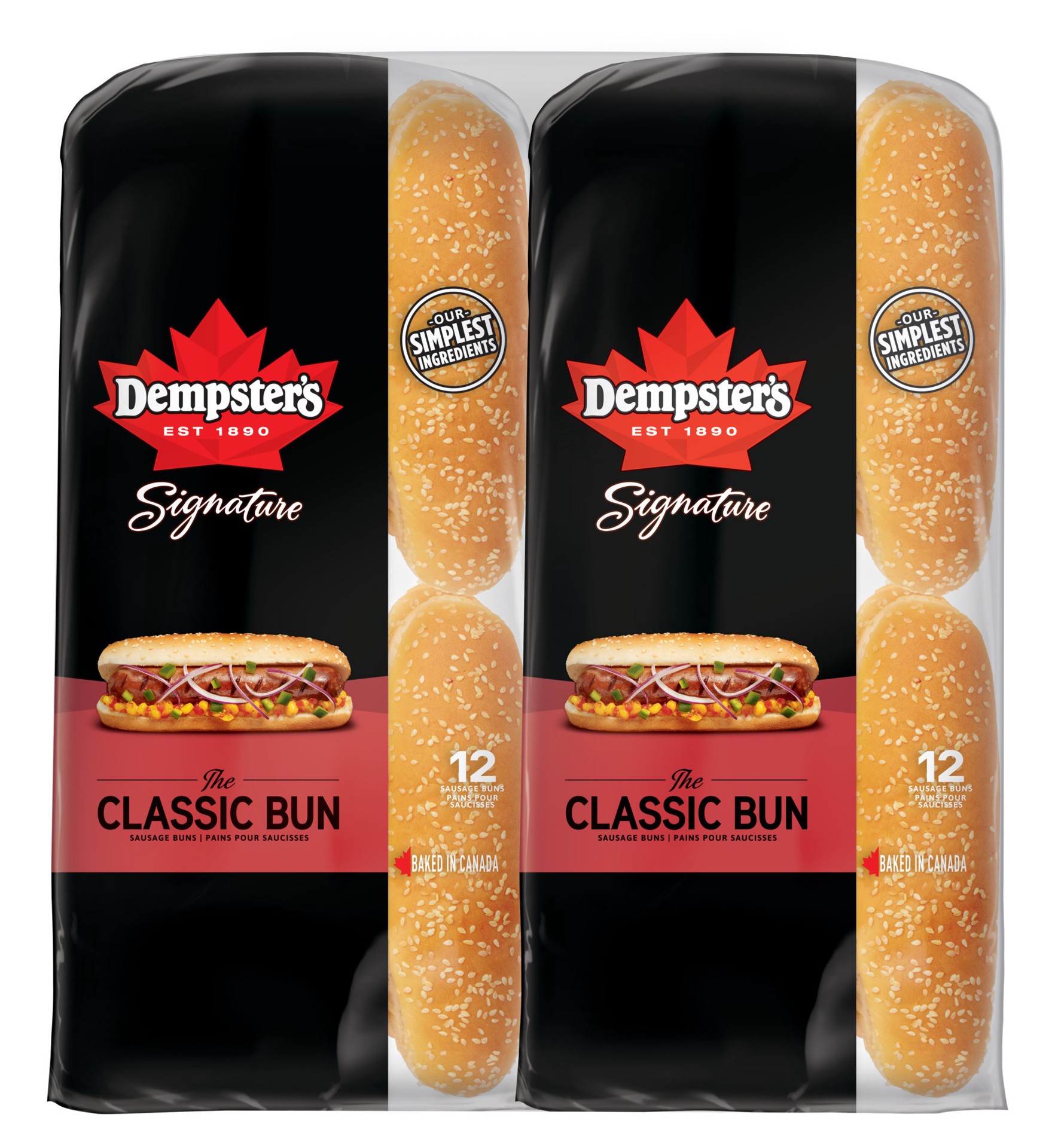 slide 1 of 1, Dempster's Signature The Classic Sausage Buns, Pack of 2 x 12, 24 ct