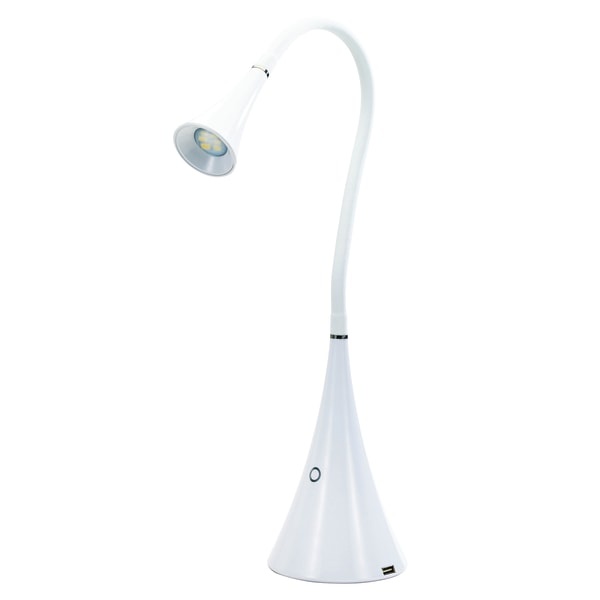 slide 1 of 3, Realspace Soft-Touch Gooseneck Led Task Lamp With Usb Charging Port, 20-1/2''H, White, 1 ct