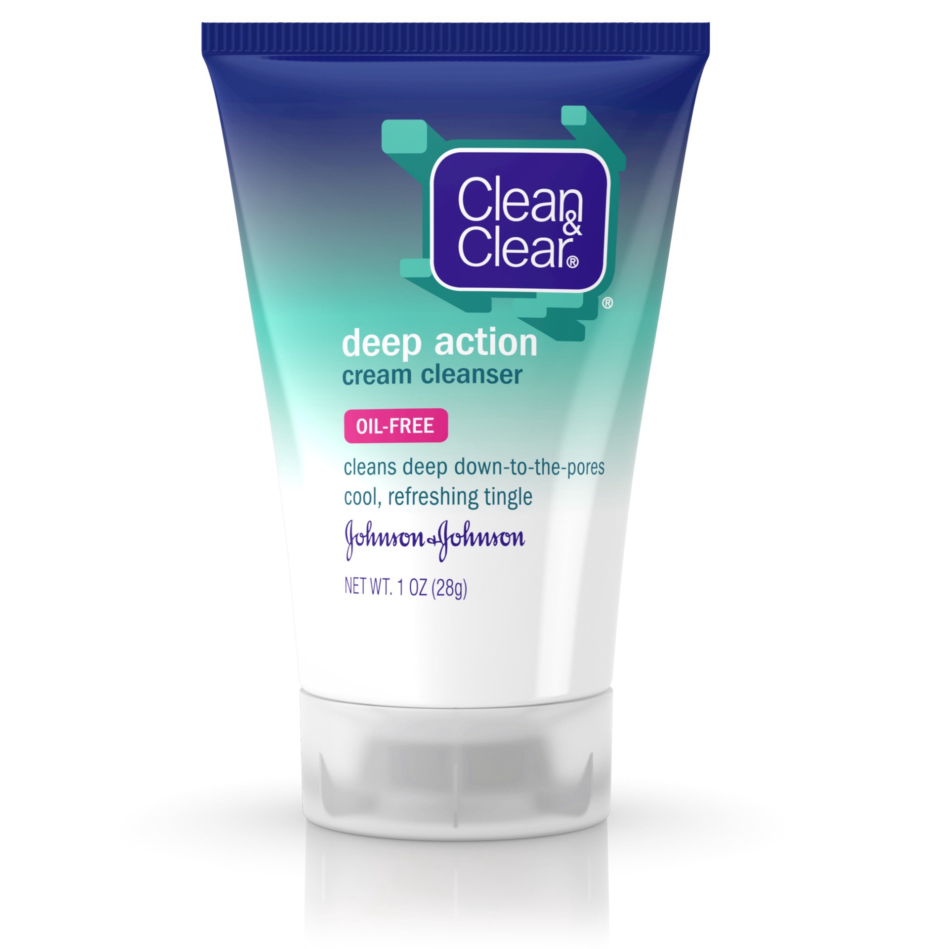 slide 1 of 7, Clean & Clear Oil-Free Deep Action Cream Facial Cleanser with Salicylic Acid Acne Medication, Cooling Face Wash for Deep Pore Cleansing of Acne-Prone Skin, 1 oz, 1 oz