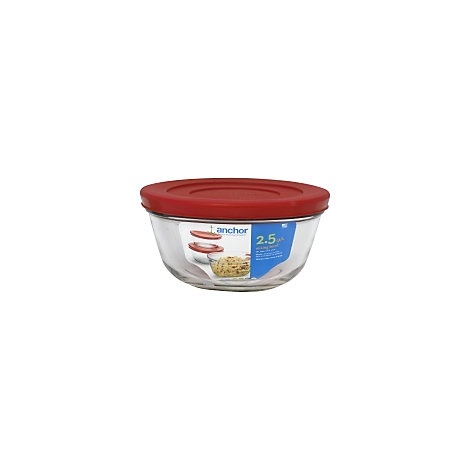 slide 1 of 1, Anchor Hocking Mixing Bowl W/ Lid Red, 2.5 qt