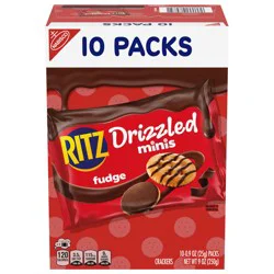 Ritz Drizzled Fudge Minis Crackers, 10 - 0.9 oz Snack Packs