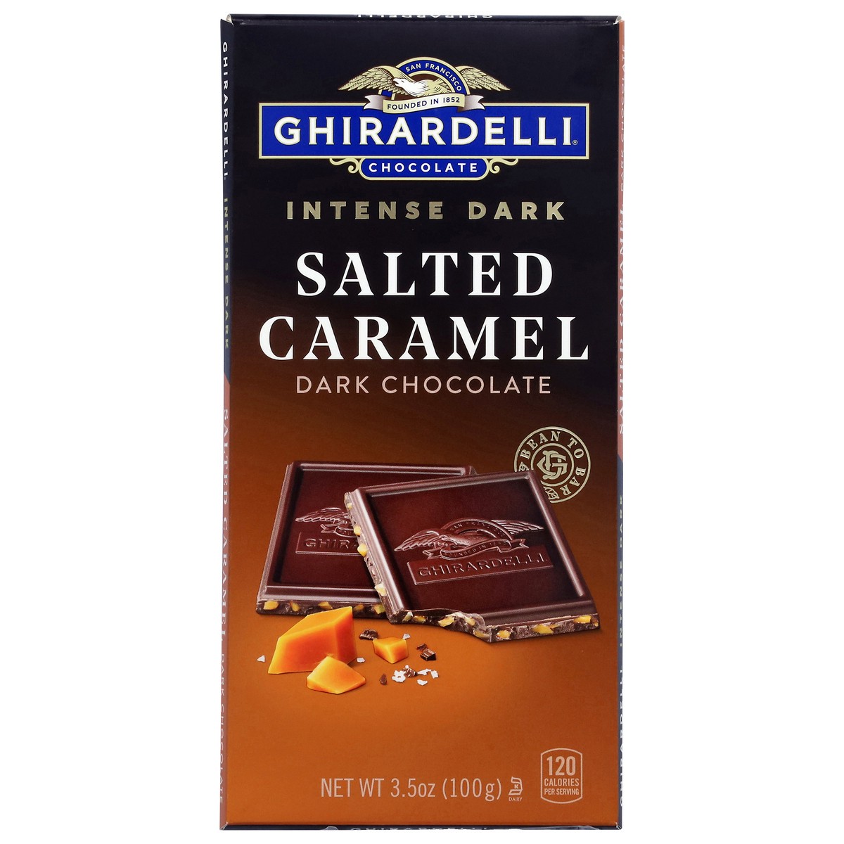 slide 1 of 8, Ghirardelli Intense Dark Salted Caramel Cascade Dark Chocolate 3.5 oz, 3.5 oz