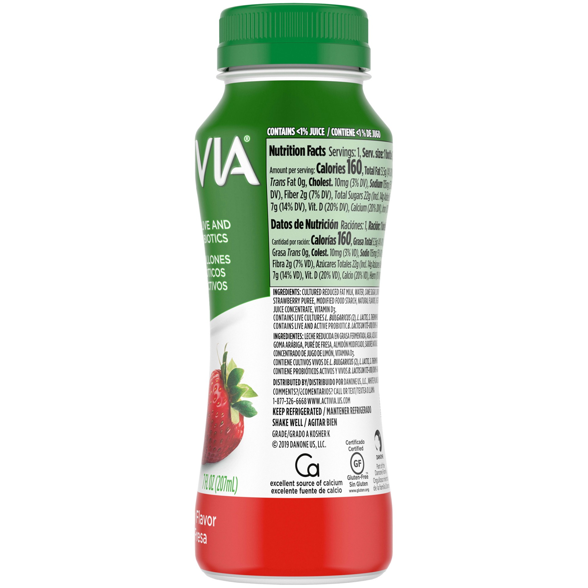 slide 2 of 4, Activia Strawberry Probiotic Lowfat Yogurt Drink, Delicious Probiotic Yogurt Drink to Help Support Gut Health, 7 FL OZ, 7 fl oz