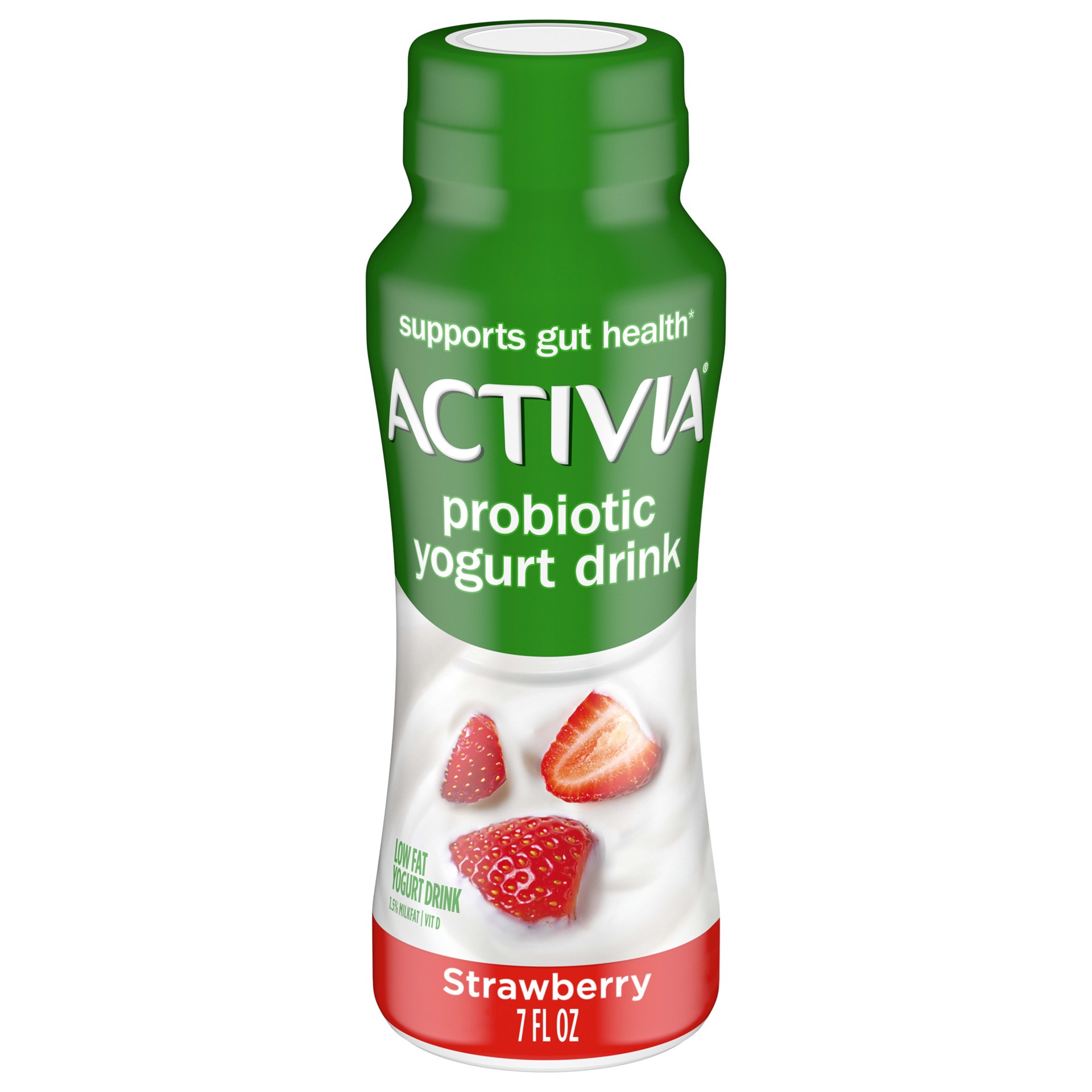 slide 1 of 4, Activia Strawberry Probiotic Lowfat Yogurt Drink, Delicious Probiotic Yogurt Drink to Help Support Gut Health, 7 FL OZ, 7 fl oz