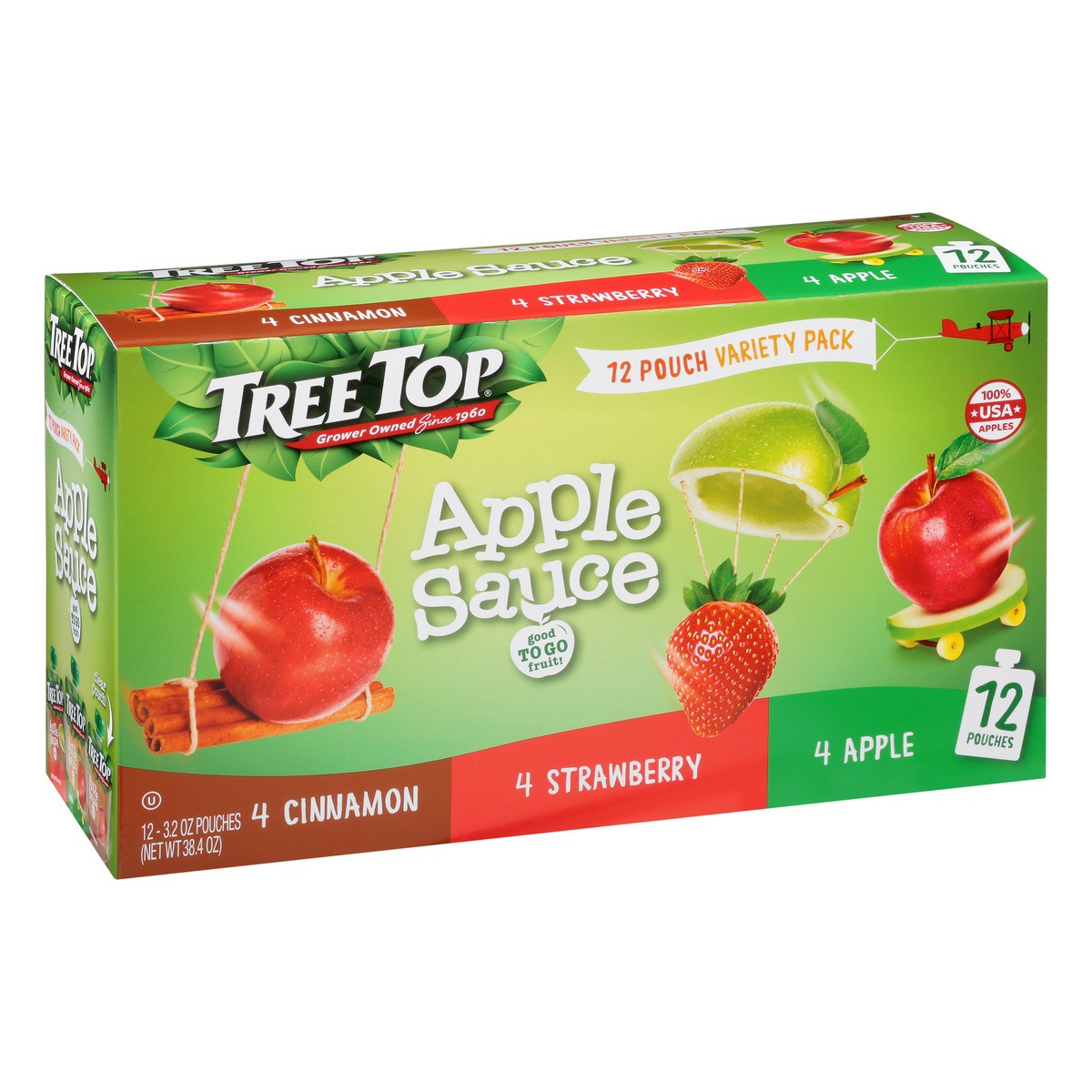 slide 9 of 9, Tree Top Apple/Cinnamon/Strawberry Apple Sauce Variety Pack 12 - 3.2 oz Pouches, 12 ct