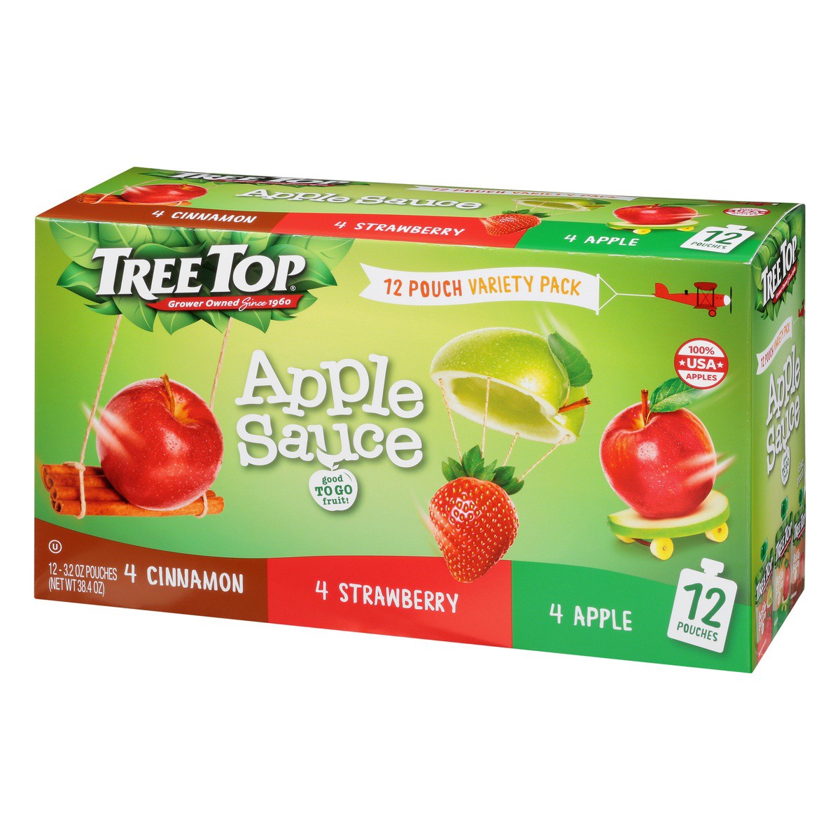 slide 6 of 9, Tree Top Apple/Cinnamon/Strawberry Apple Sauce Variety Pack 12 - 3.2 oz Pouches, 12 ct