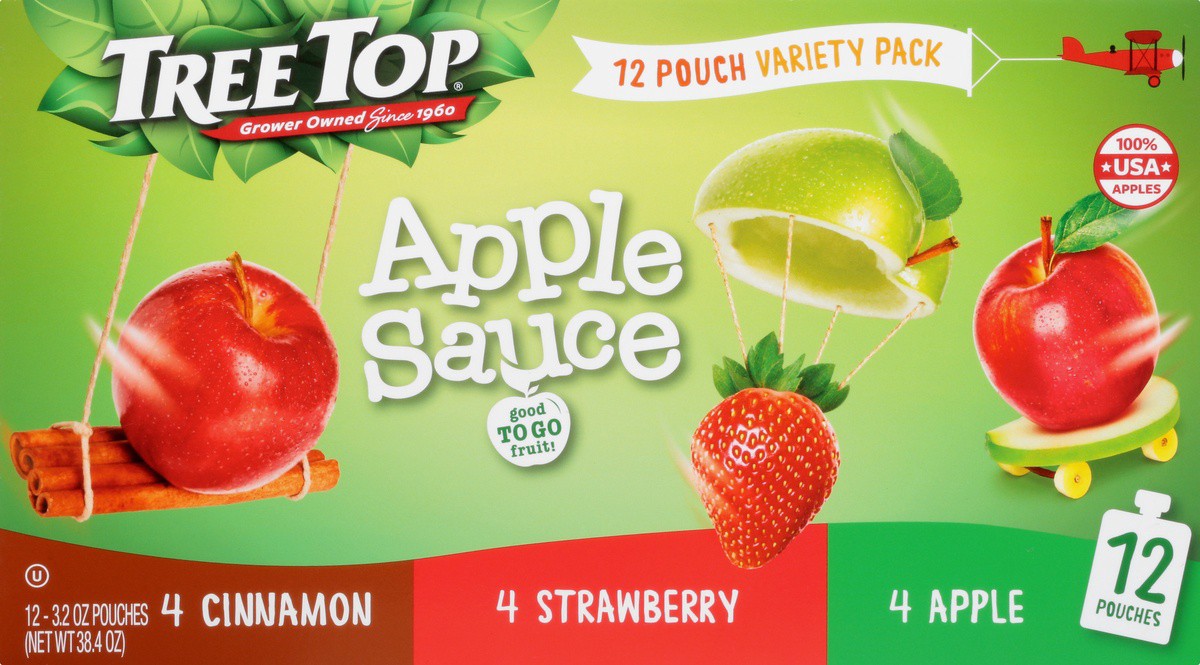 slide 4 of 9, Tree Top Apple/Cinnamon/Strawberry Apple Sauce Variety Pack 12 - 3.2 oz Pouches, 12 ct