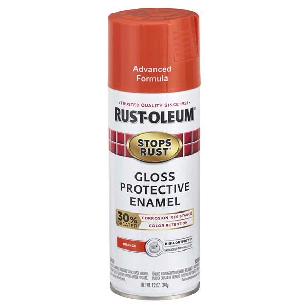 slide 1 of 1, Rust-Oleum Stops Rust Advanced Protective Enamel Spray Paint - 338929, Gloss Orange, 12 oz