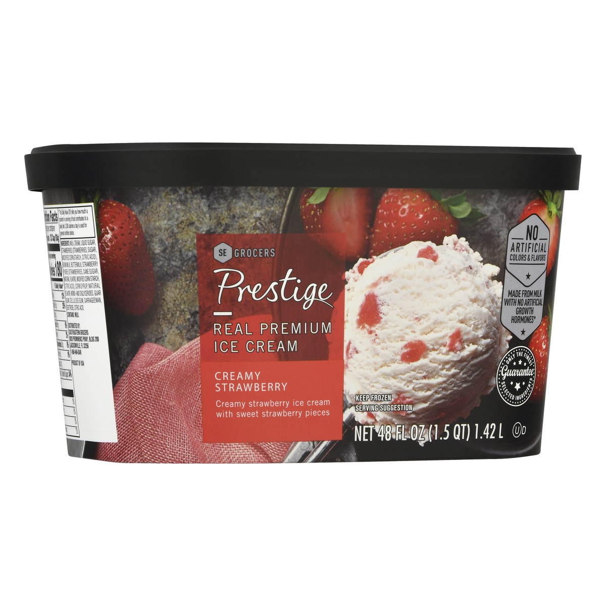 slide 6 of 12, Prestige Real Premium Ice Cream Creamy Strawberry, 48 oz