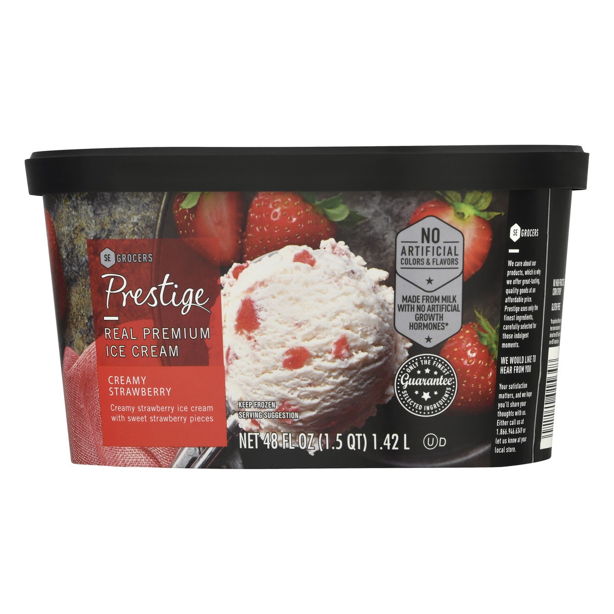 slide 7 of 12, Prestige Real Premium Ice Cream Creamy Strawberry, 48 oz