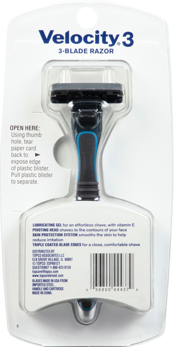 slide 5 of 9, TopCare Everyday Velocity 3 3-Blade Razor Razor 1 ea, 1 ct