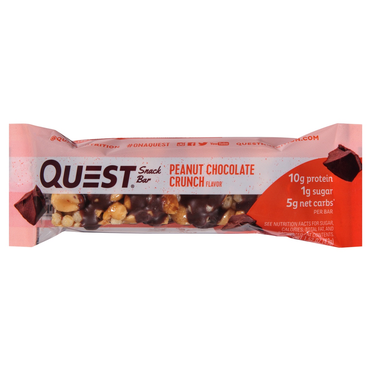 slide 1 of 1, Quest Peanut Chocolate Crunch Flavor Snack Bar 1.52 oz, 1.52 oz