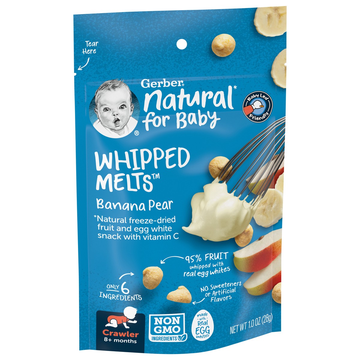 slide 6 of 9, Gerber Natural Whipped Melts Baby Snacks Banana Pear, 0.85 oz Bag, 1 oz