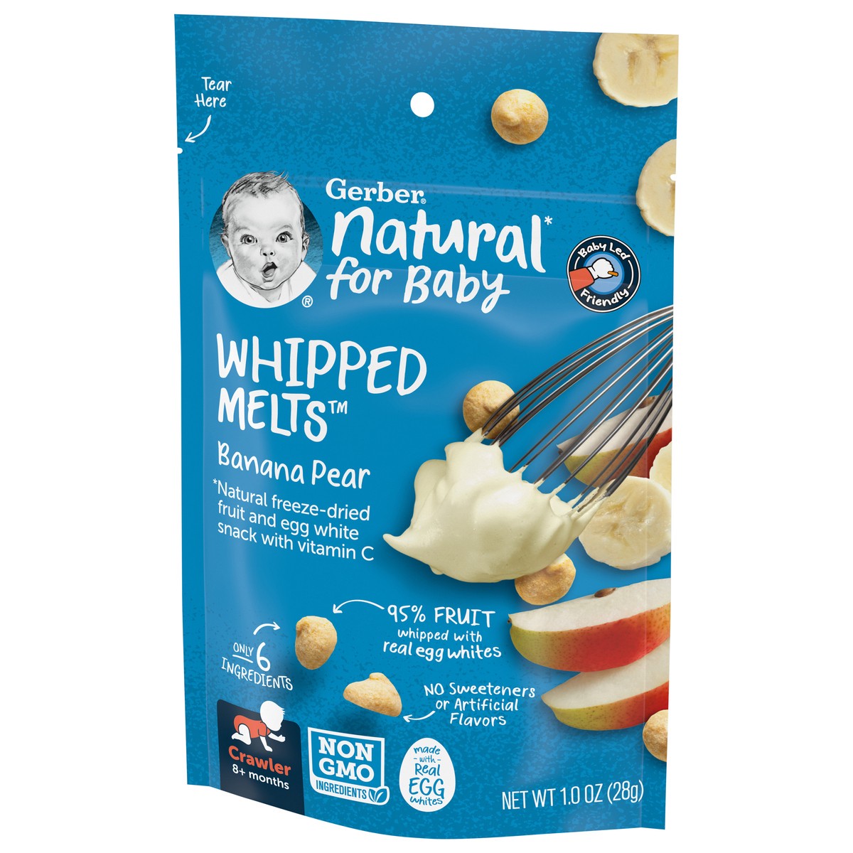 slide 4 of 9, Gerber Natural Whipped Melts Baby Snacks Banana Pear, 0.85 oz Bag, 1 oz