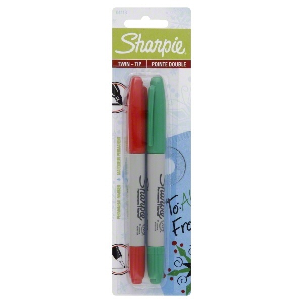 slide 1 of 1, Sharpie Permanent Marker Twin Tip Red Green, 2 ct