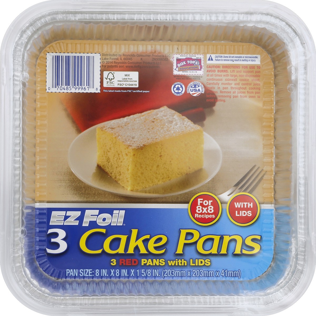 slide 2 of 4, EZ Foil Red Cake Pans with Lids 3 ea, 3 ct