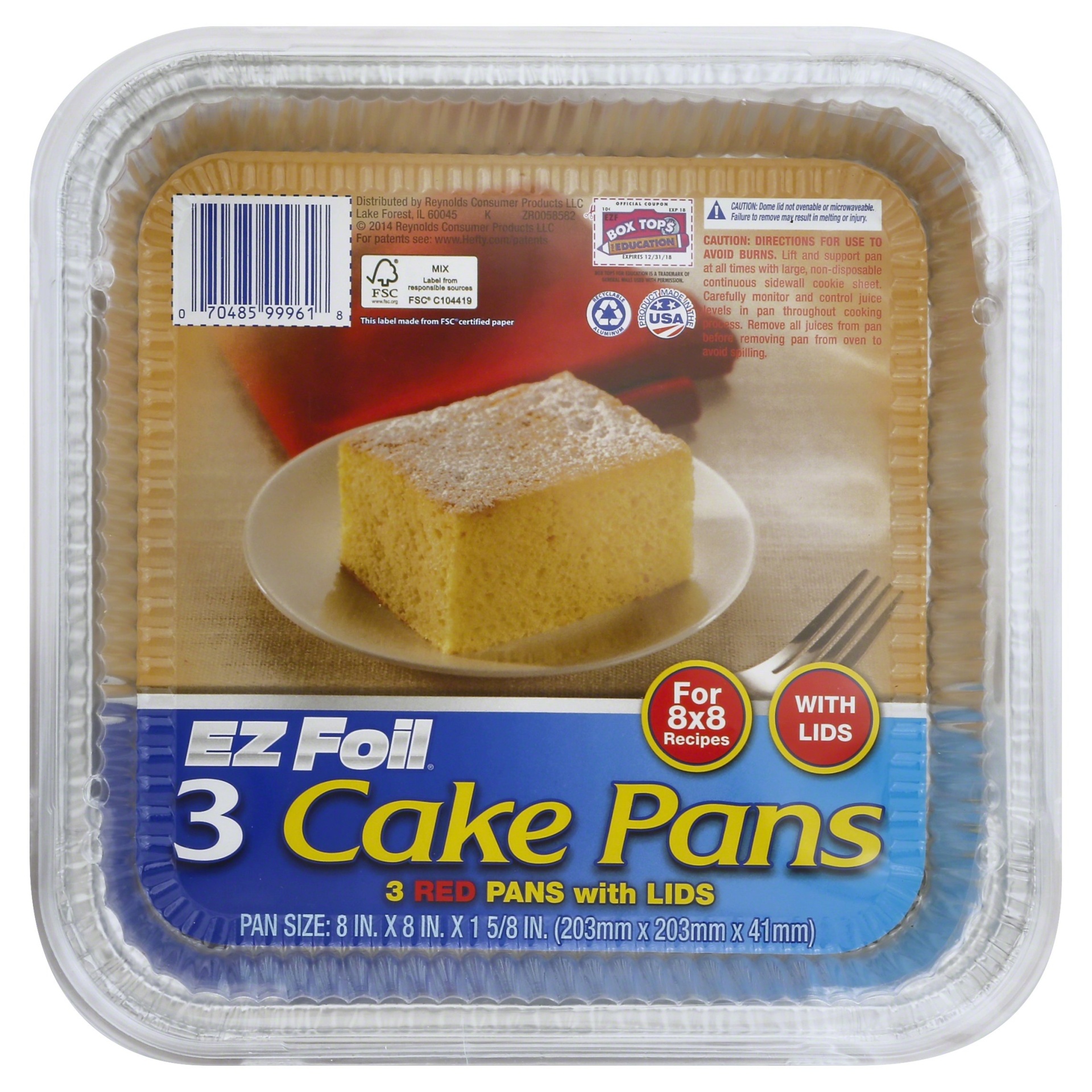 slide 1 of 4, Hefty EZ Foil Red Cake Pans with Lids, 3 ct