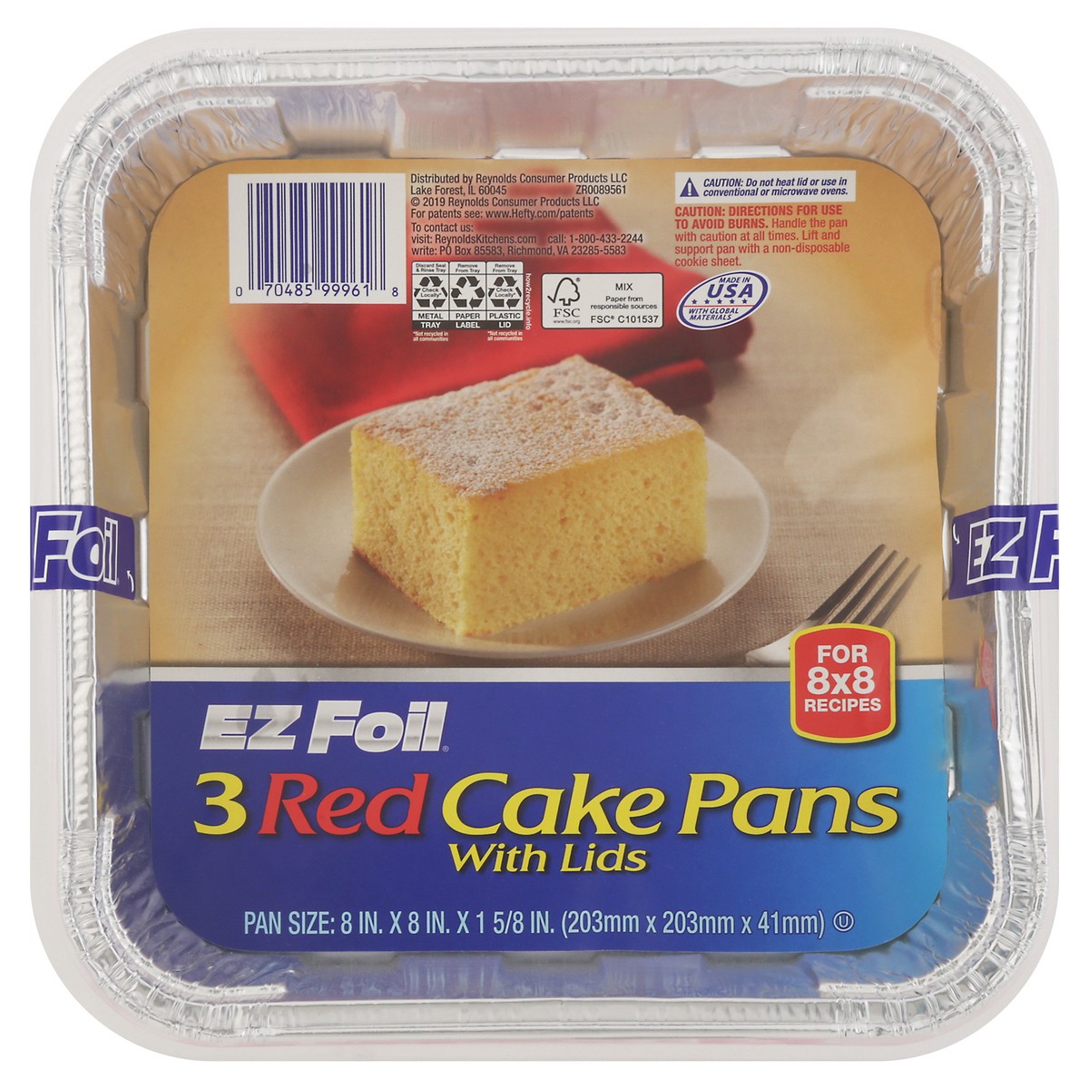 slide 1 of 4, EZ Foil Red Cake Pans with Lids 3 ea, 3 ct