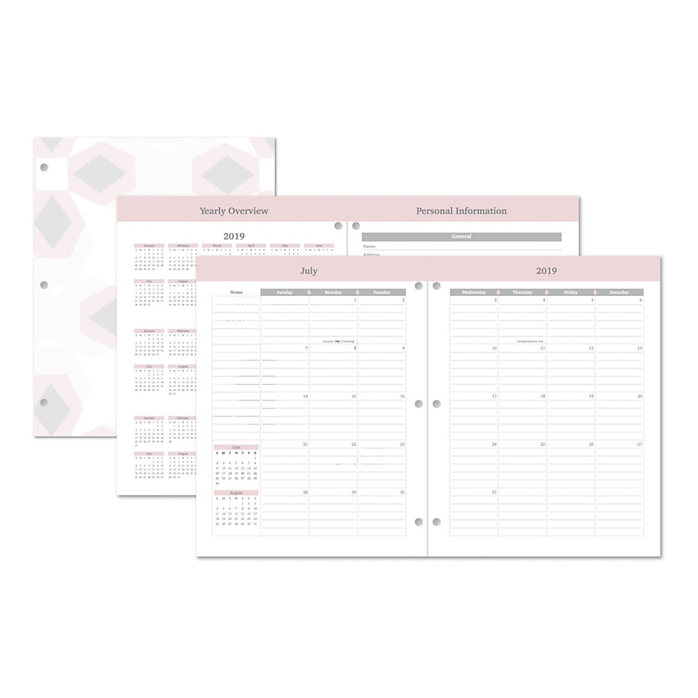 slide 1 of 1, Office Depot Brand Monthly Academic Planner, 8-1/4'' X 10-3/4'', Soft Stripes, July 2019 To June 2020, 1 ct