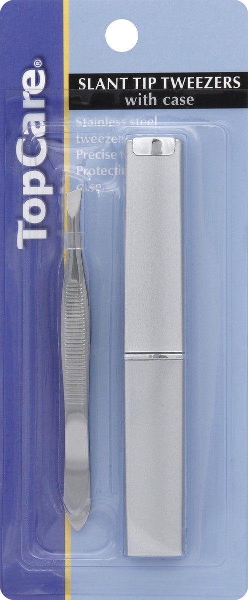 slide 2 of 6, TopCare Beauty Slant Tip Tweezers with Case 1 ea, 1 ct