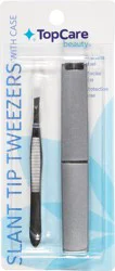 TopCare Beauty Slant Tip Tweezers with Case 1 ea