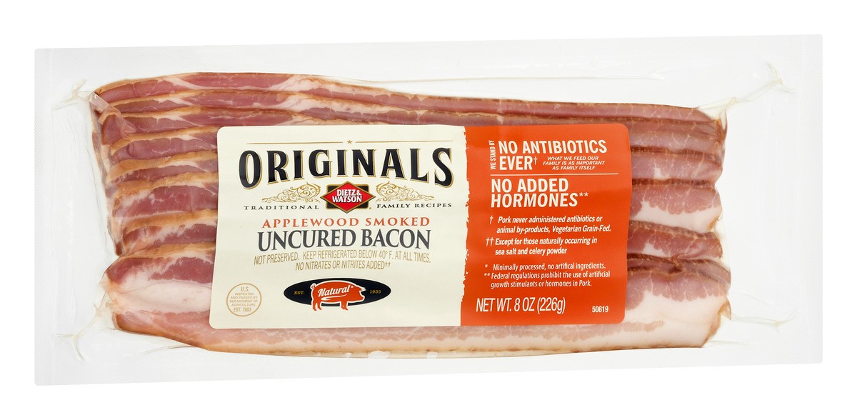 slide 6 of 11, Dietz & Watson Applewood Smoked Uncured Bacon, 8 oz