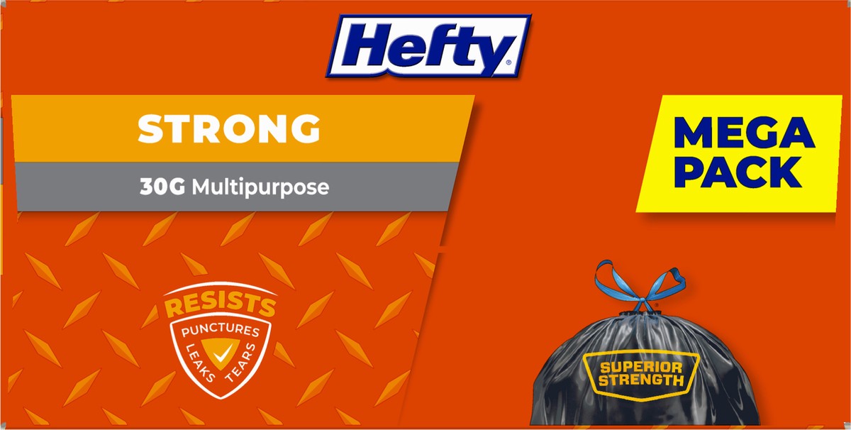 slide 4 of 9, Hefty Strong 30 Gallon Multipurpose Drawstring Trash Bags Mega Pack Large 56 ea, 56 ct