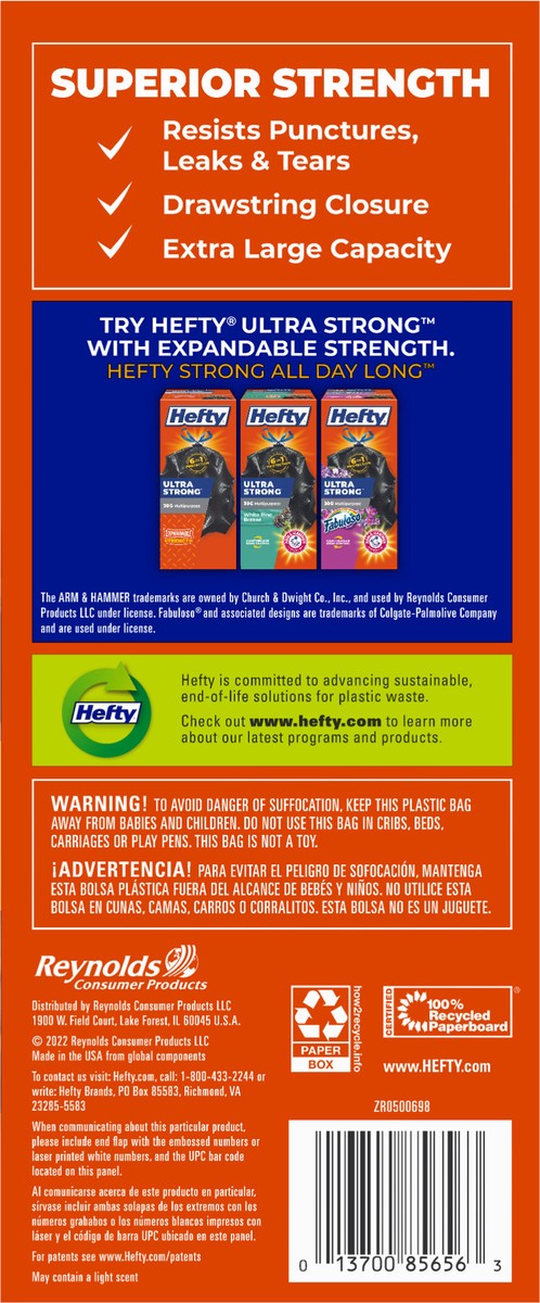 slide 3 of 9, Hefty Strong 30 Gallon Multipurpose Drawstring Trash Bags Mega Pack Large 56 ea, 56 ct