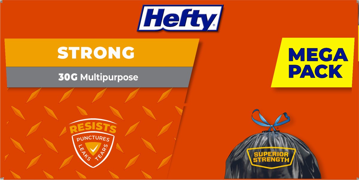 slide 7 of 9, Hefty Strong 30 Gallon Multipurpose Drawstring Trash Bags Mega Pack Large 56 ea, 56 ct