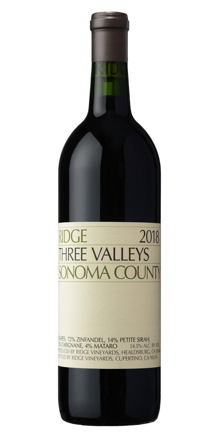 slide 1 of 1, Ridge Vineyards Three Valleys Sonoma County Red, 750 ml