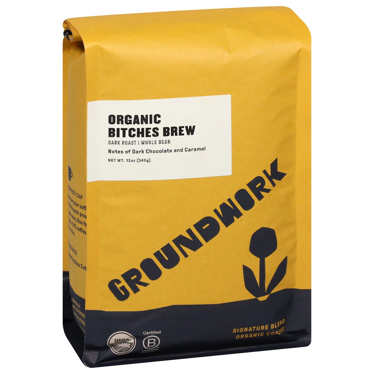 slide 4 of 9, Groundwork Dark Roast Whole Bean Organic Bitches Brew Coffee - 12 oz, 12 oz