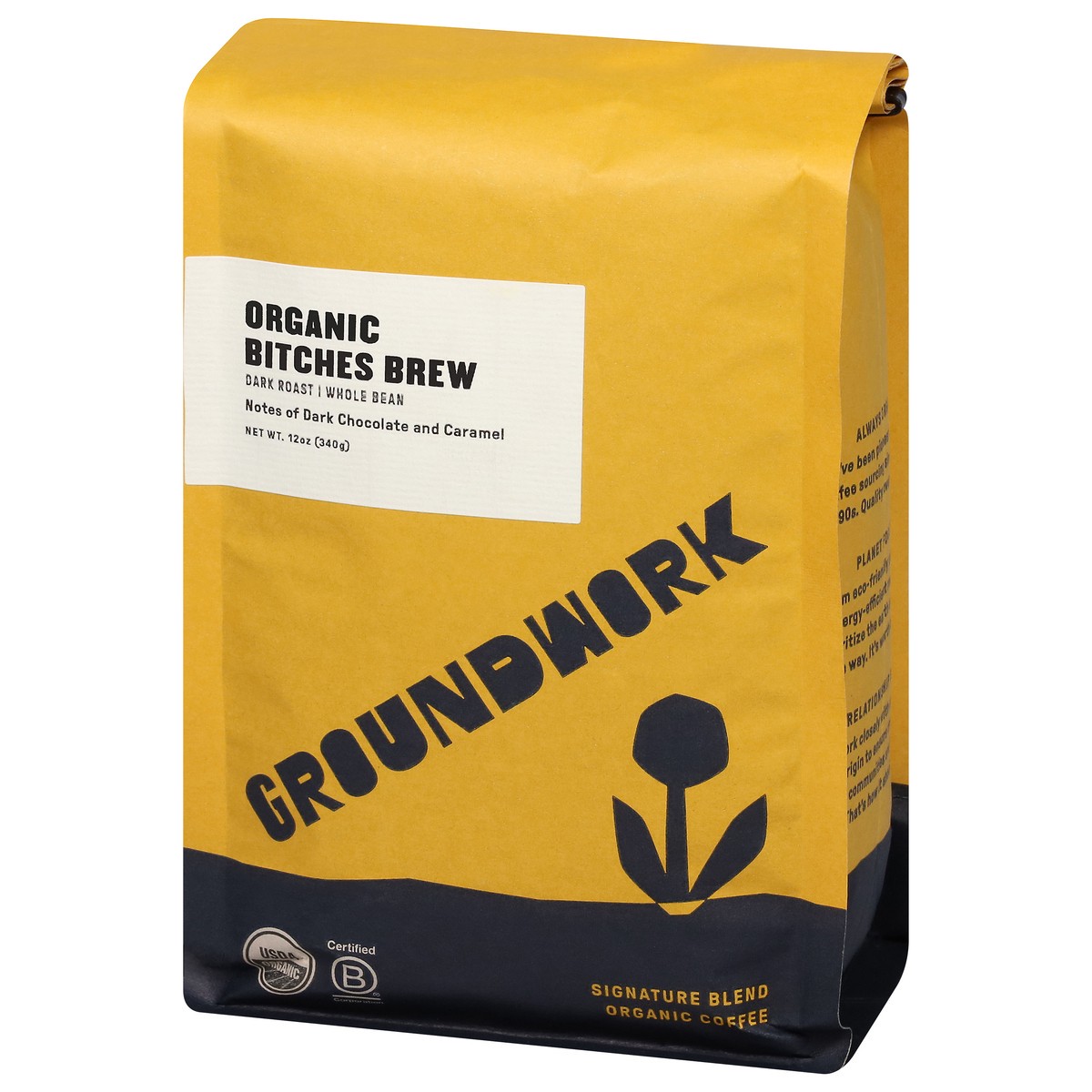 slide 9 of 9, Groundwork Dark Roast Whole Bean Organic Bitches Brew Coffee - 12 oz, 12 oz