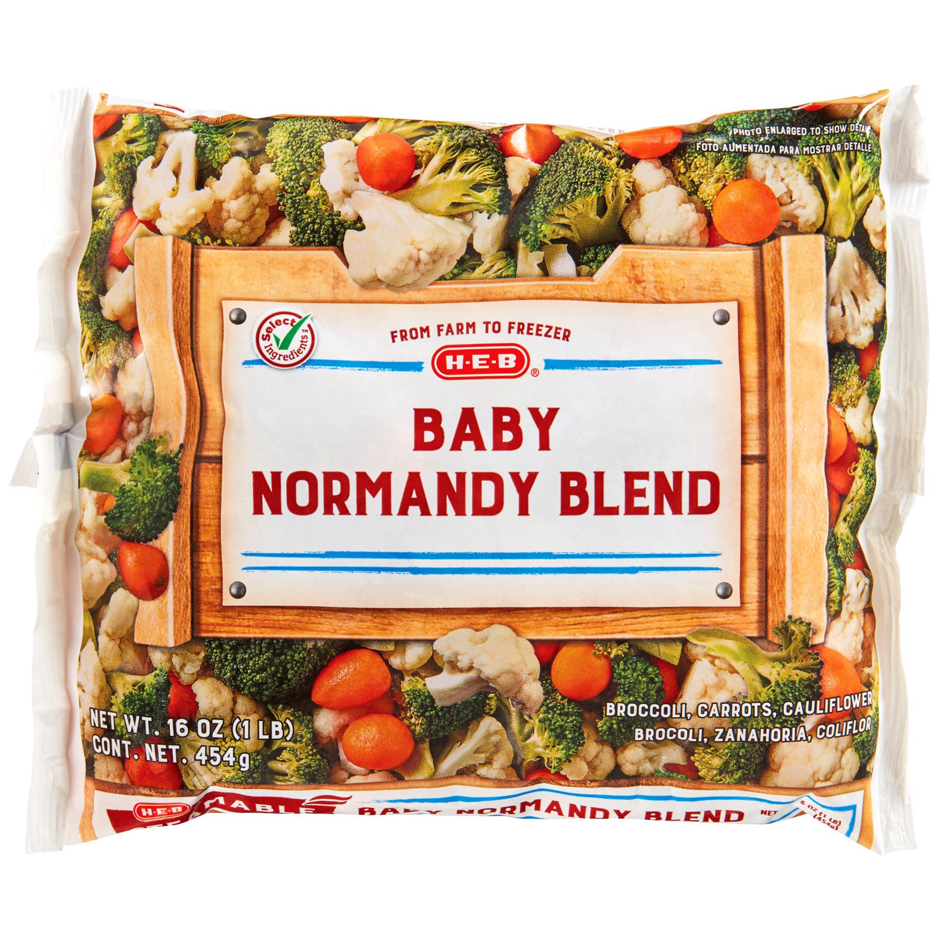 slide 1 of 1, H-E-B Frozen Steamable Baby Normandy Blend, 16 oz