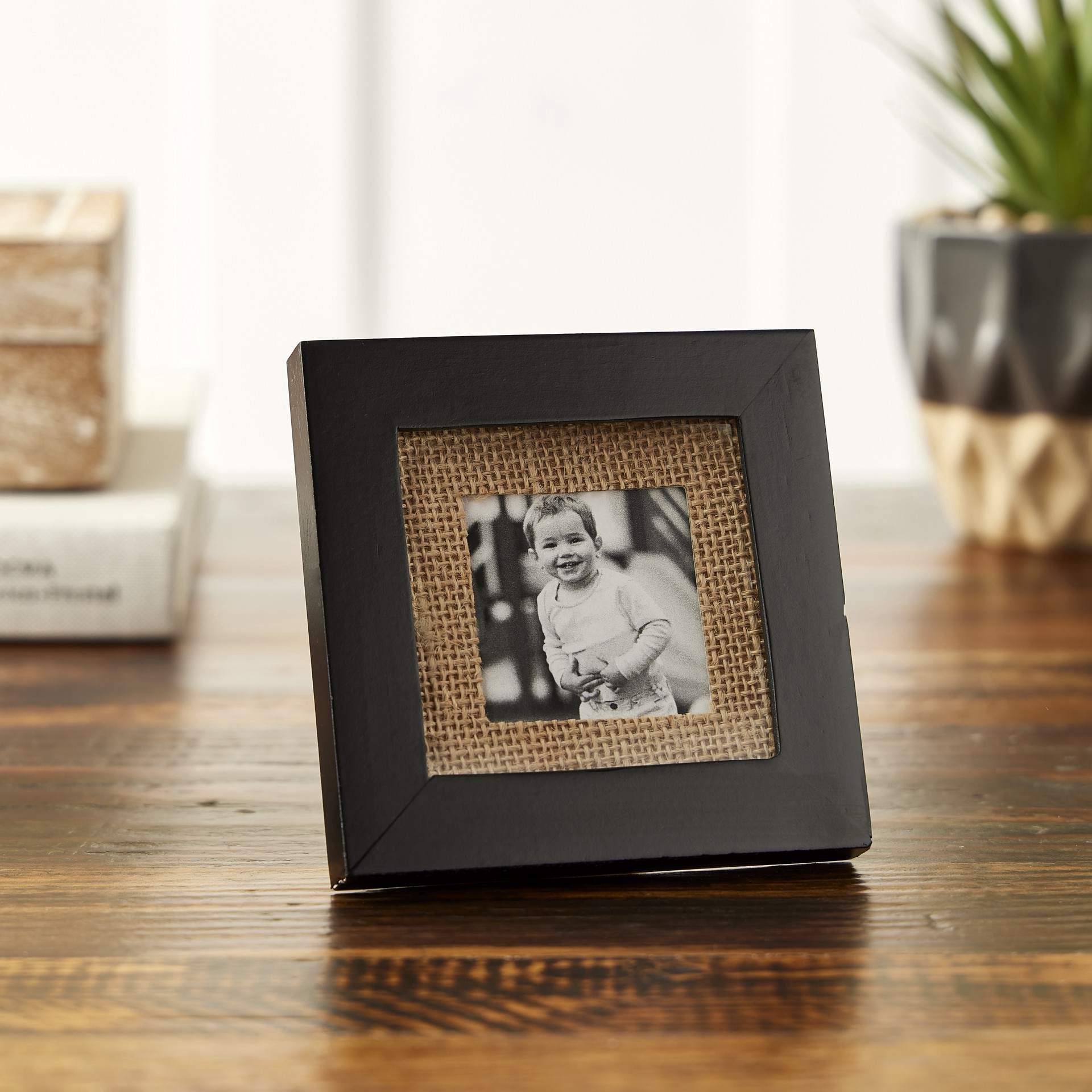 slide 2 of 3, Black Mini Frame With Burlap Mat By Studio Decor, 2 in x 2 in mat