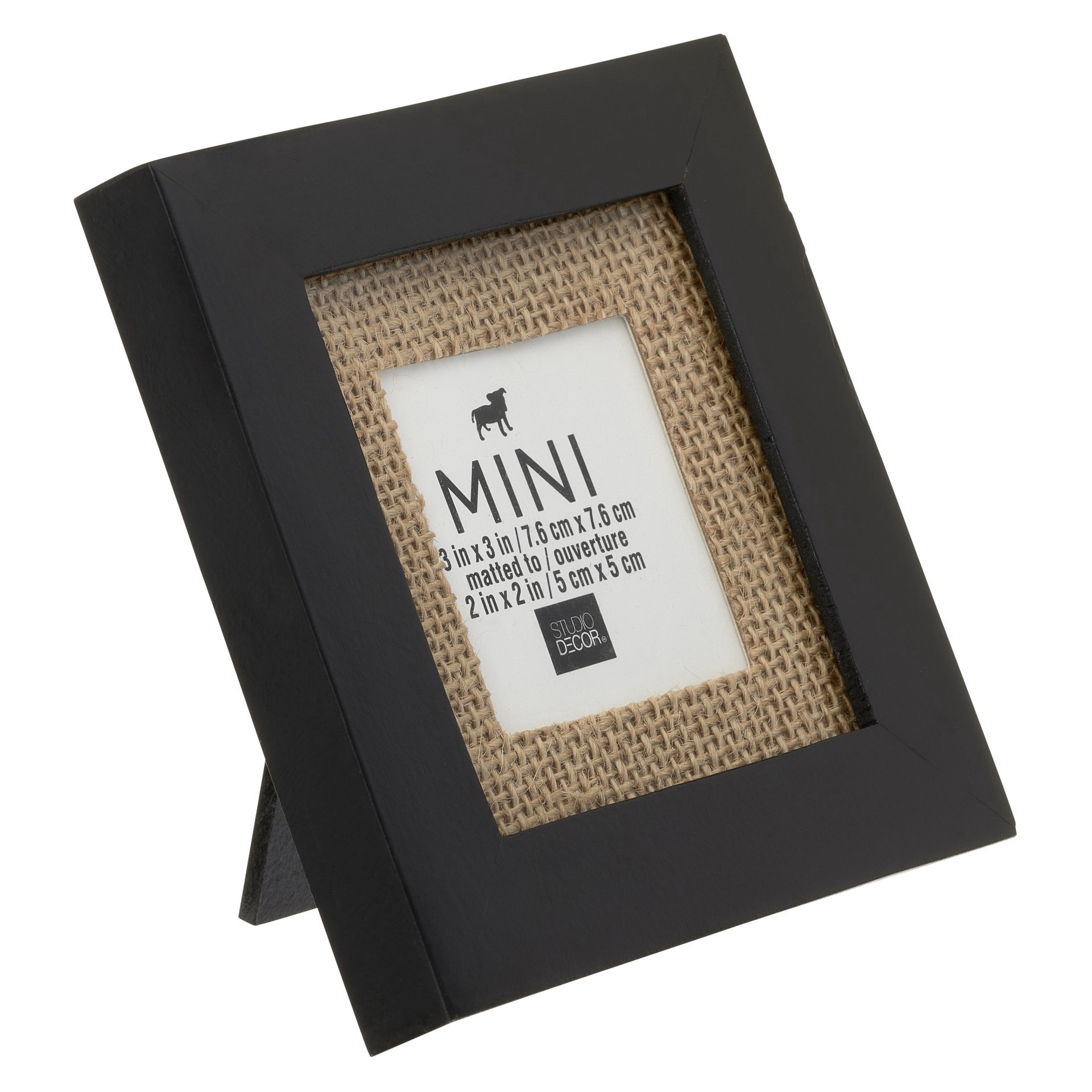 slide 3 of 3, Black Mini Frame With Burlap Mat By Studio Decor, 2 in x 2 in mat