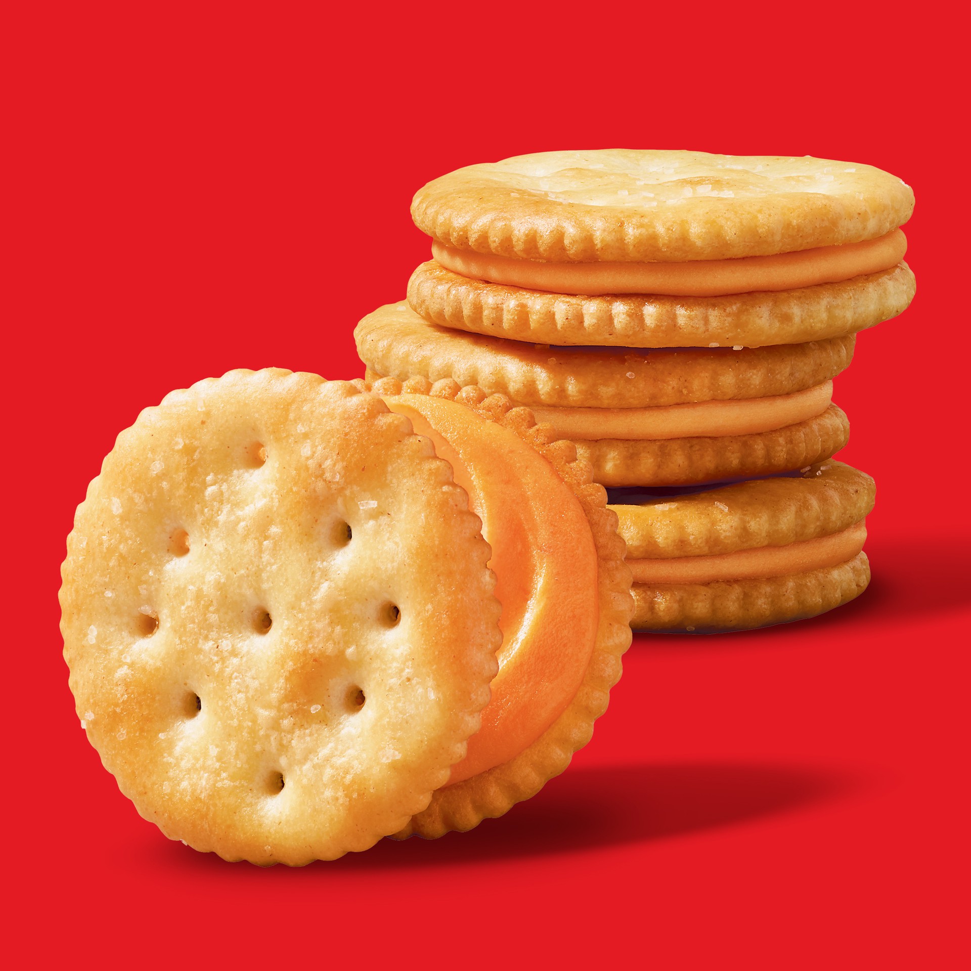slide 2 of 5, RITZ Spicy Cheddar Cheese Sandwich Crackers, Lunch Snacks, 8 Snack Packs (6 Crackers Per Pack), 10.8 oz