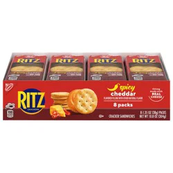 Ritz Spicy Cheddar Cheese Sandwich Crackers, Lunch Snacks, 8 Snack Packs (6 Crackers Per Pack)