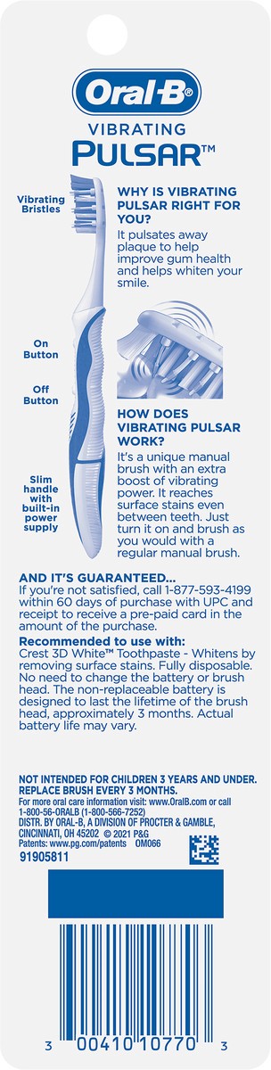 slide 2 of 3, Oral-B Pulsar Battery Toothbrush with Charcoal Infused Bristles, Soft, 1 count, 1 ct