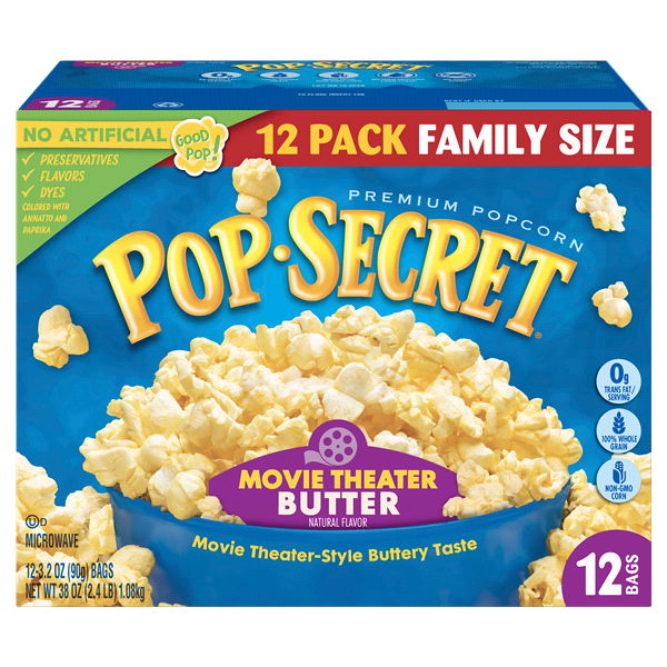 slide 1 of 1, Pop-Secret Movie Theater Butter Family Size, 12 ct