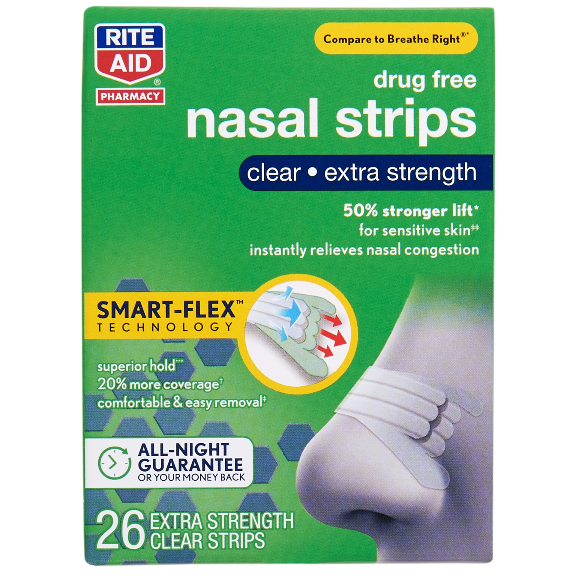 slide 1 of 4, Rite Aid Clear Nasal Strips, Extra Strength, 26 ct