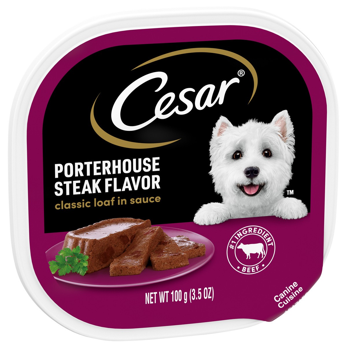 slide 2 of 9, Cesar® wet dog food, porterhouse steak flavor, 3.5 oz