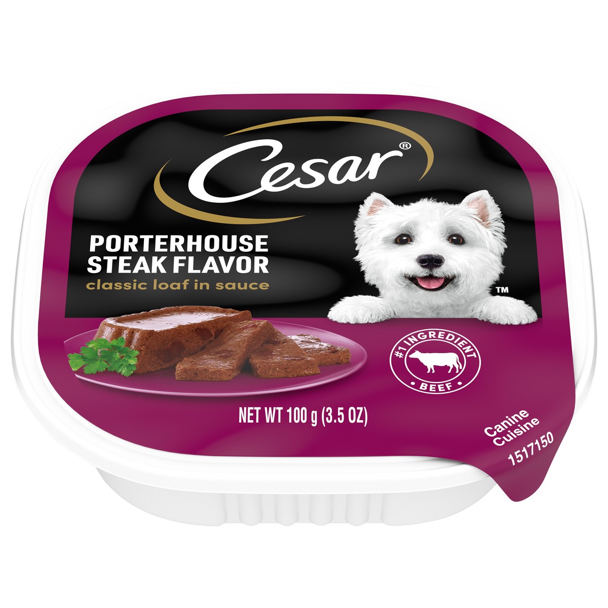 slide 1 of 9, Cesar® wet dog food, porterhouse steak flavor, 3.5 oz