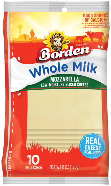 slide 1 of 1, Borden Whole Milk Mozzarella Sliced Cheese, 6 oz