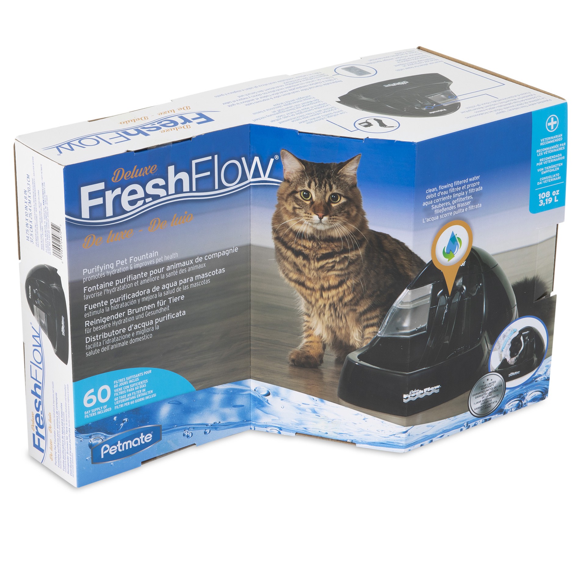 slide 4 of 10, Petmate Black Deluxe Fresh Flow Purifying Pet Fountain, 1 ct