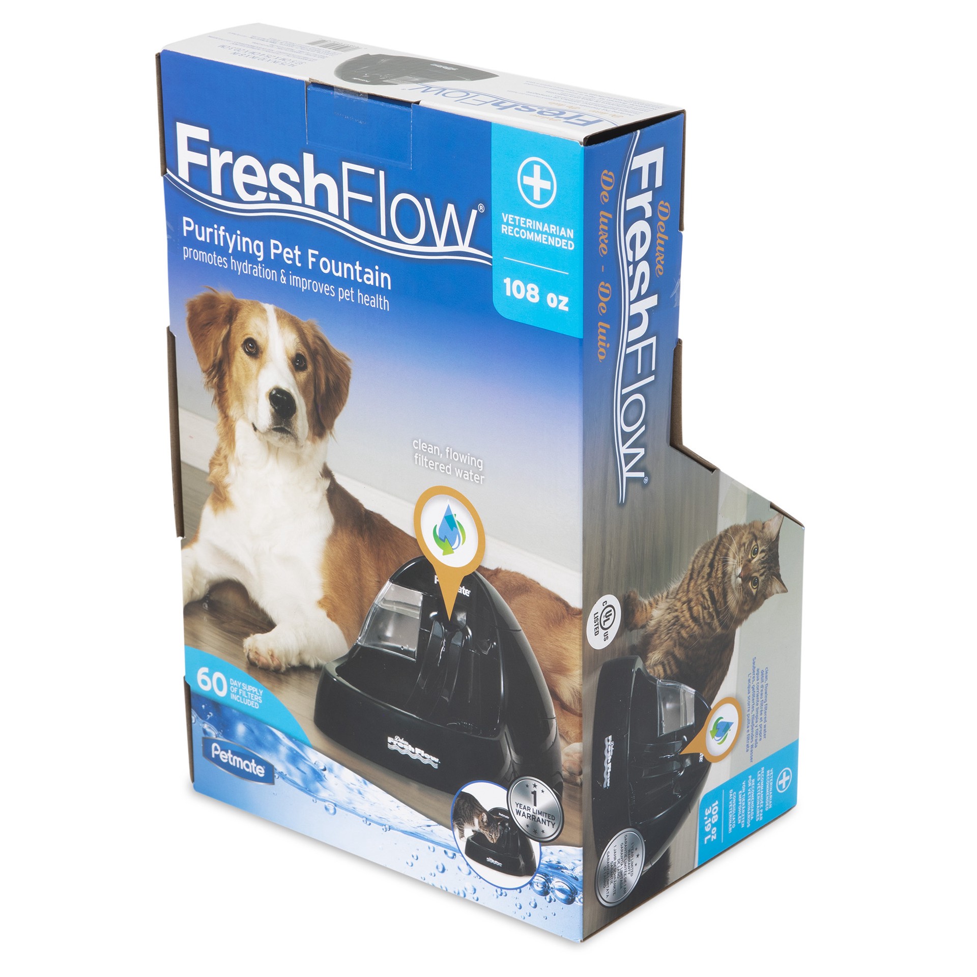 slide 7 of 10, Petmate Black Deluxe Fresh Flow Purifying Pet Fountain, 1 ct