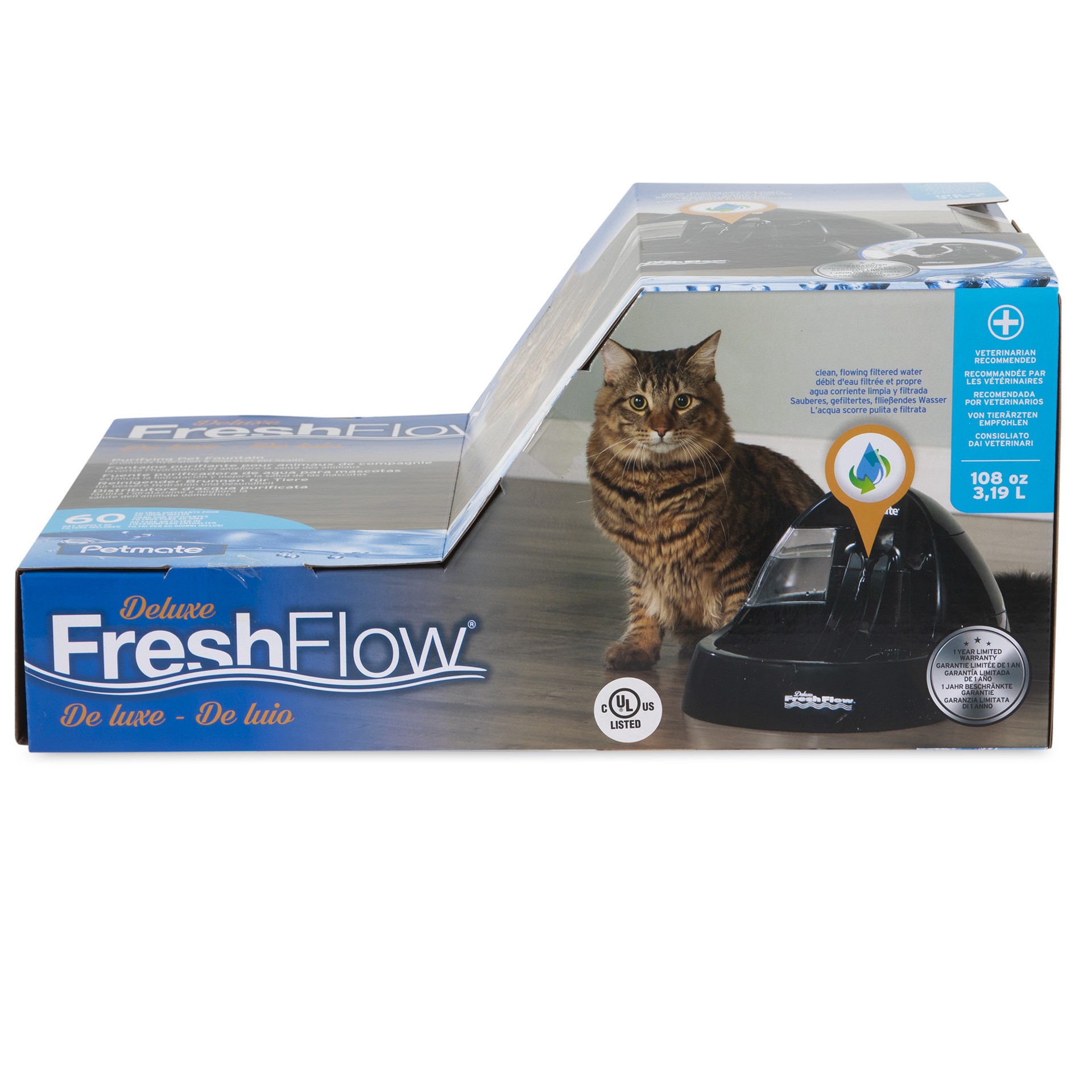 slide 8 of 10, Petmate Black Deluxe Fresh Flow Purifying Pet Fountain, 1 ct