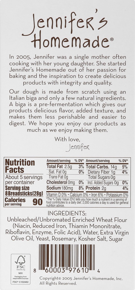 slide 5 of 13, Jennifer's Homemade Rosemary Breadsticks 5 oz, 5 oz