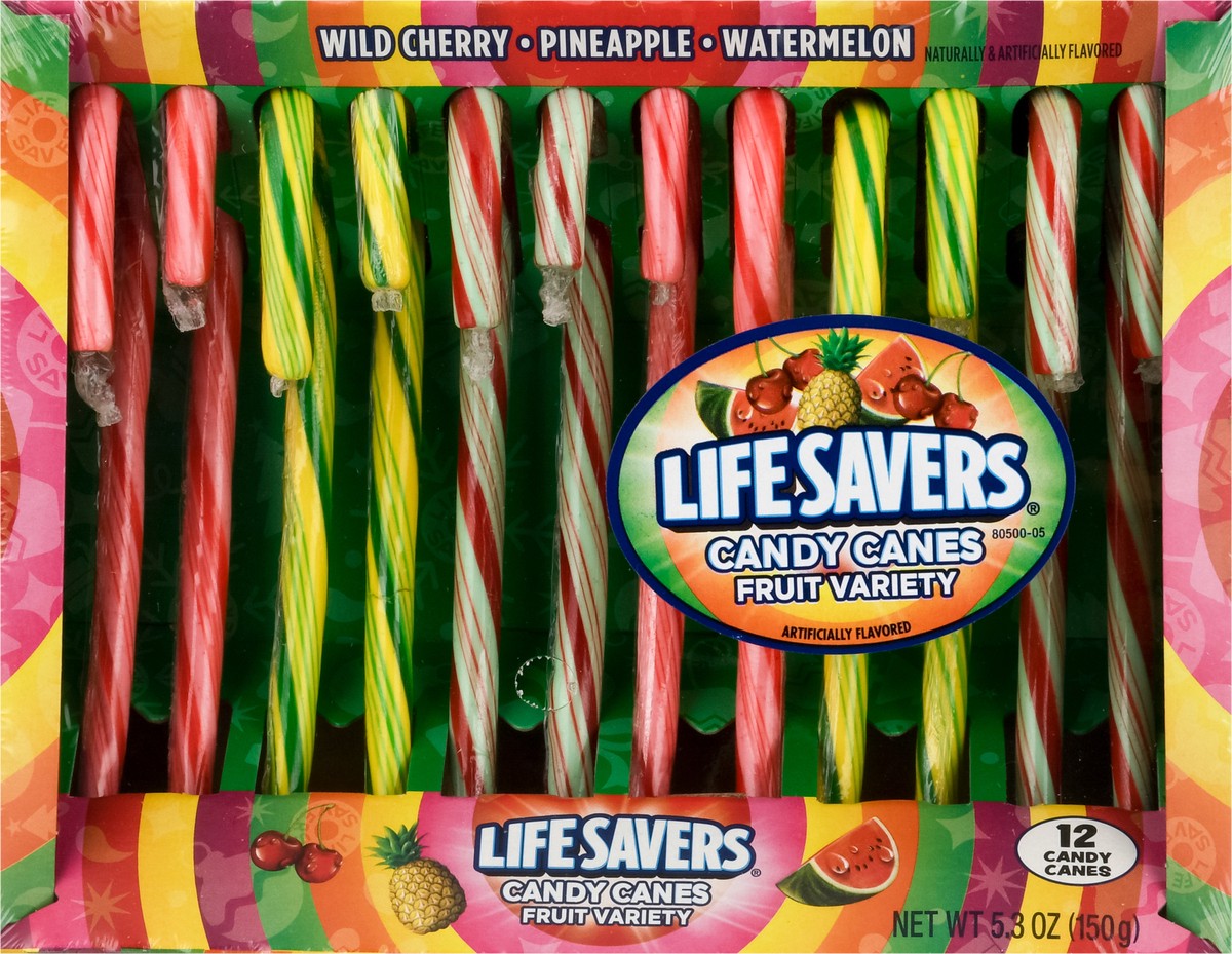 slide 9 of 9, Life Savers Fruit Variety Wild Cherry/Pineapple/Watermelon Candy Canes 12 ea, 12 ct